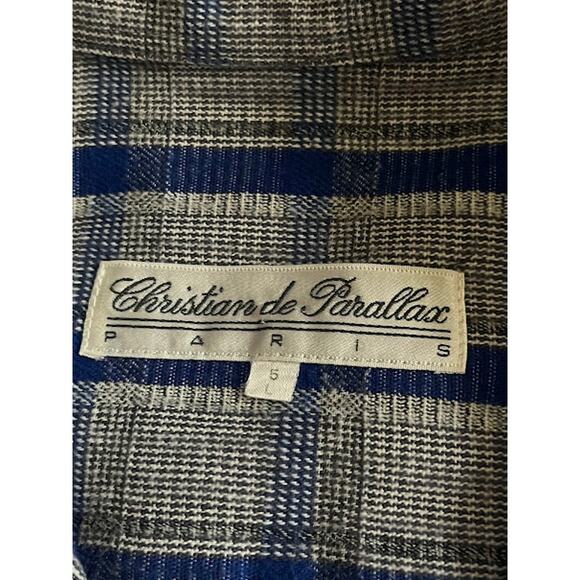 VTG Christian de Parallax Paris Shirt Cotton Blue Black White Cork Button Down - Picture 4 of 7